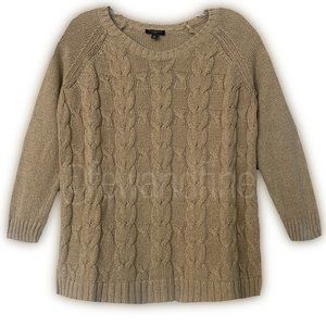 Talbots Linen Cotton Cable Knit Sweater Runs Big